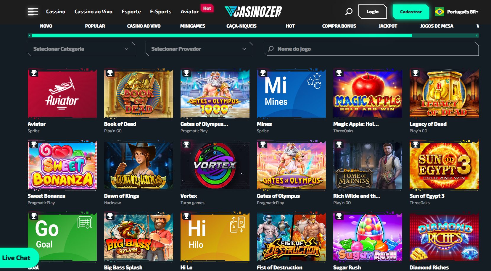 Jogos de cassino do Casinozer