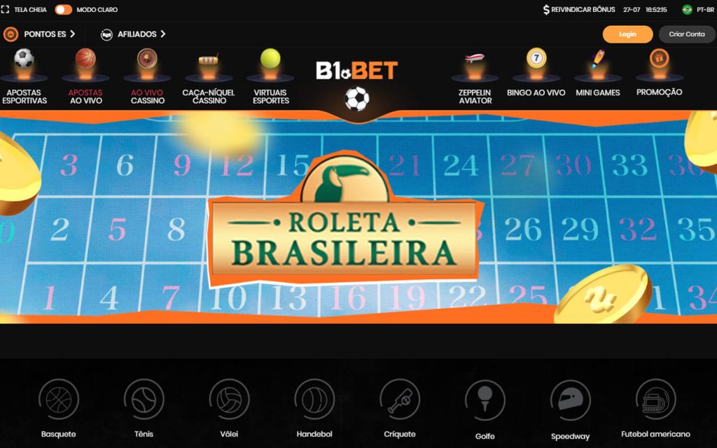 Interfaz del casino B1Bet