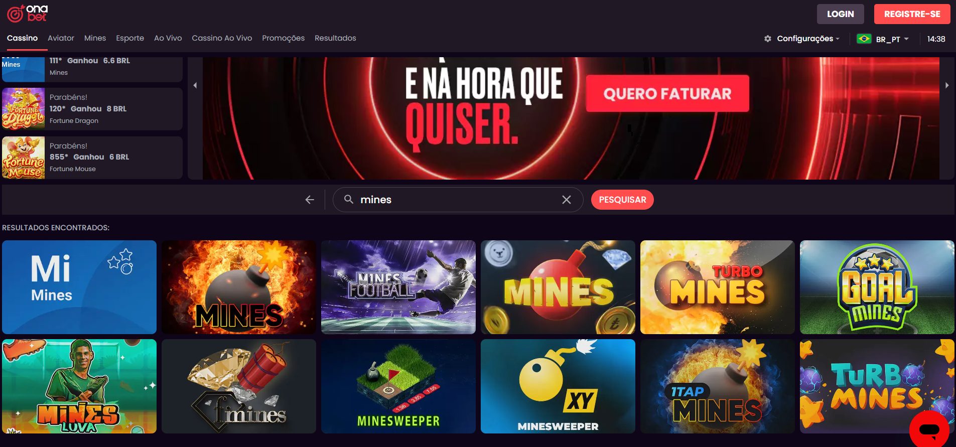 Jogos de minas do cassino Ona Bet